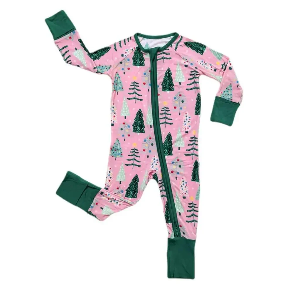 Little Sleepies Baby Girls Bamboo Zippy Sleeper Twinkling Trees Christmas 12-18m